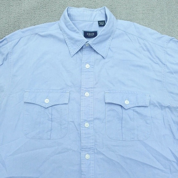 Izod Jeans Button Up Shirt Men's Size XL Blue Long Sleeve Collared 100% Cotton - Picture 2 of 11